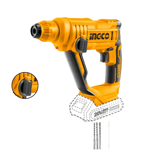 Ingco CRHLI1601 20V Lithium-Ion Rotary Hammer - 1.5J Impact Energy, SDS Plus Chuck, 16mm Concrete Capacity