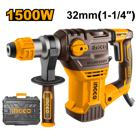 Ingco RH150028 Rotary Hammer - 1500W, 5.5J Impact Energy, High-Performance Drilling