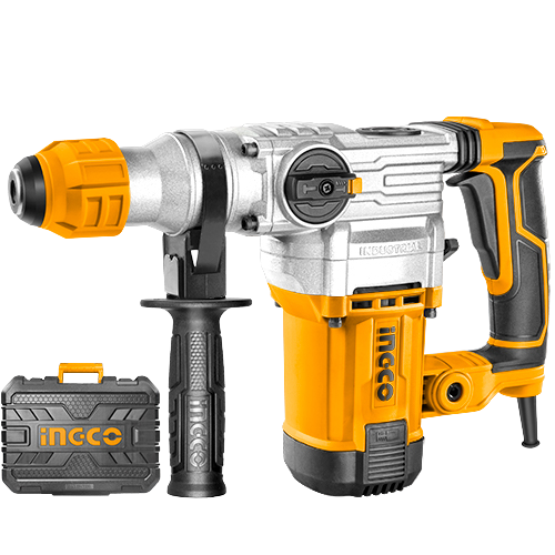 Ingco RH150038 Rotary Hammer - 1500W, 220-240V, SDS Plus Chuck, Anti-Vibration System, with Drills and Chisels